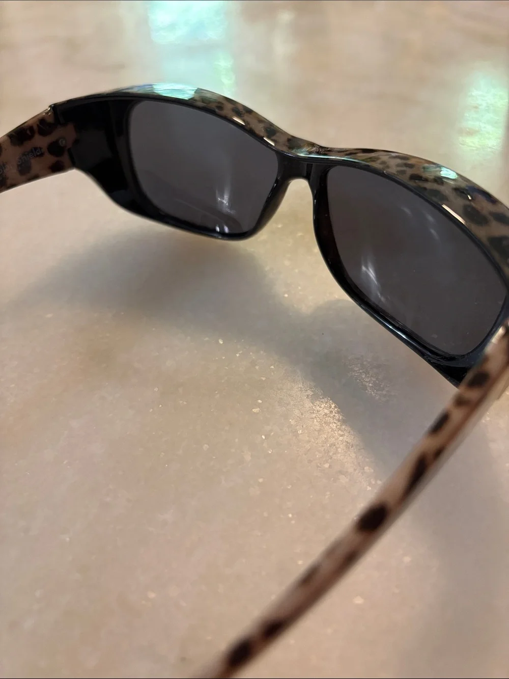 Solar Shield Stylish Leopard Print Women's Sunglasses - Brown fits over glasses